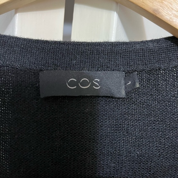 Wool leather pocket open cardigan - Picture 3 of 3